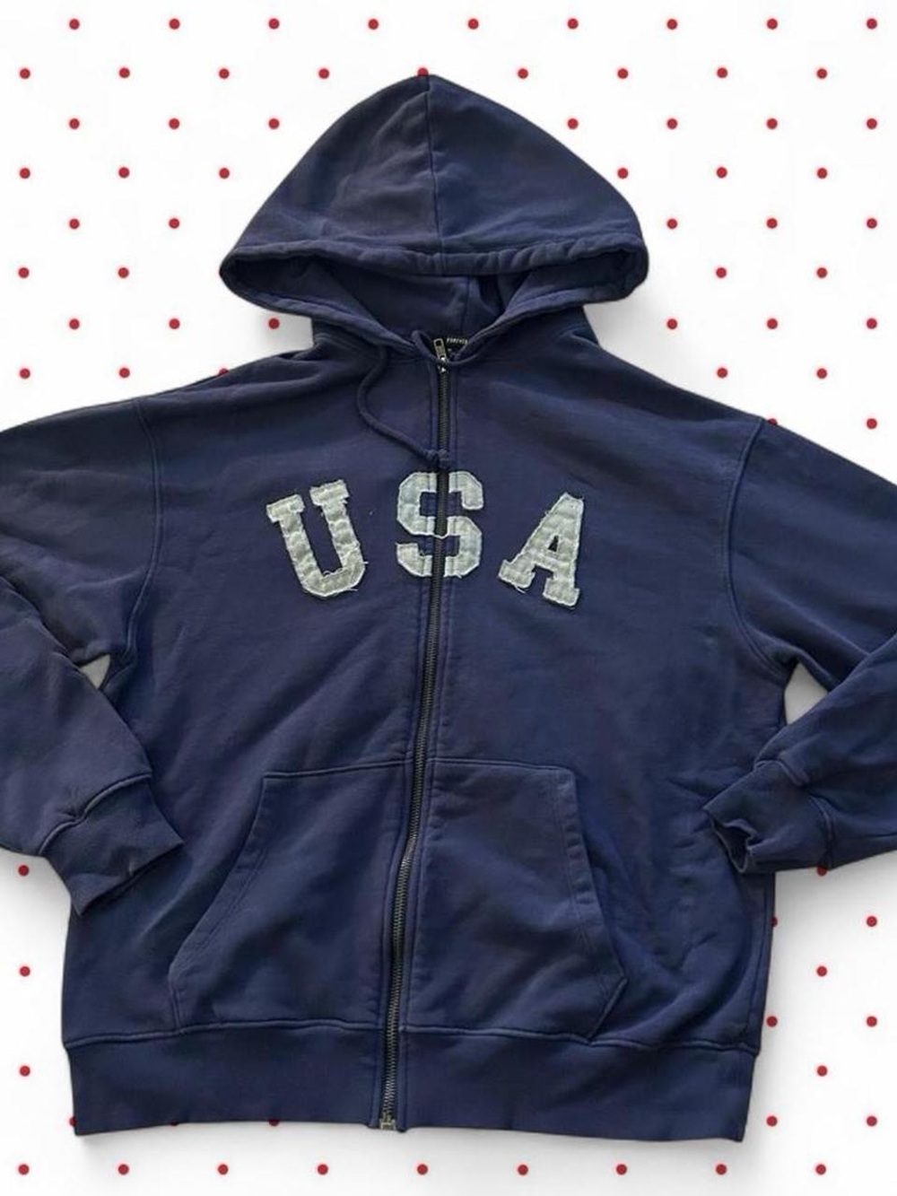 Navy Blue 'USA' Zip-Up Hoodie